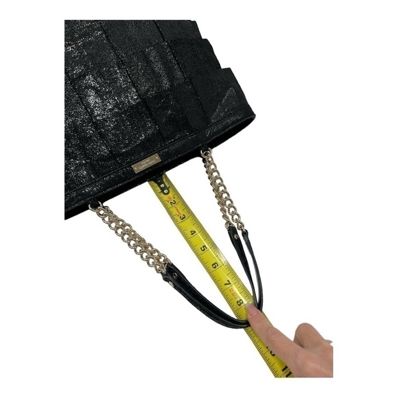 Kate Spade New York Metallic Priti Plisse Shoulder Bag MSRP $445 Black/Gold - Picture 12 of 16